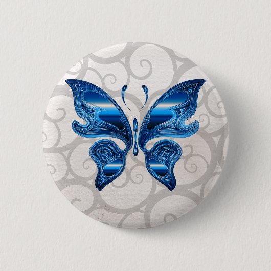 Blauwe vlinder ronde button 5,7 cm (Voorkant)