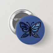 Blauwe vlinder ronde button 5,7 cm (Voorkant /achterkant)