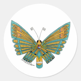 Blauwe vlinder ronde sticker