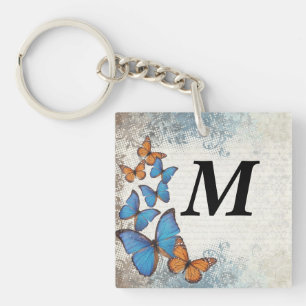 Blauwe vlinder sleutelhanger