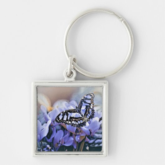 Blauwe vlinder sleutelhanger (Voorkant)