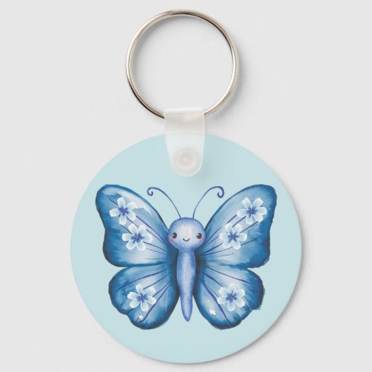 Blauwe vlinder sleutelhanger (Voorkant)