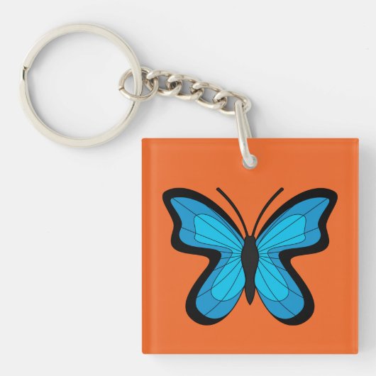 Blauwe Vlinder Sleutelhanger (Voorkant)