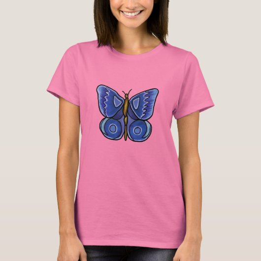 Blauwe vlinder t-shirt (Voorkant)