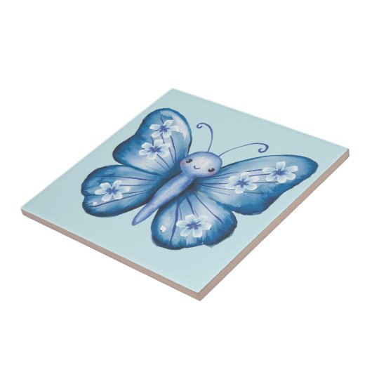 Blauwe vlinder tegeltje (Zijkant)