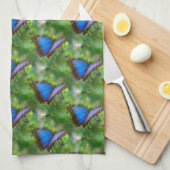 Blauwe vlinder theedoek (Quarter Fold)