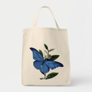 Blauwe vlinder tote bag
