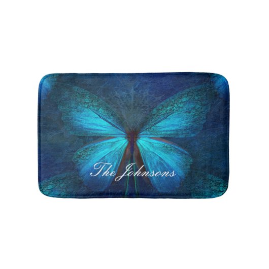 Blauwe vlinder van Joy & Luck Badmat (Voorkant)
