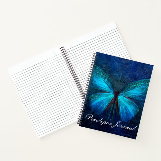 Blauwe vlinder van Joy & Luck Notitieboek (Binnen)