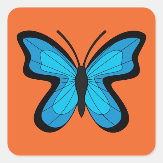Blauwe vlinder vierkante sticker (Voorkant)