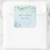 Blauwe vlinder vierkante sticker (Tas)