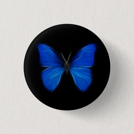 Blauwe vlinder vliegend insect ronde button 3,2 cm (Voorkant)