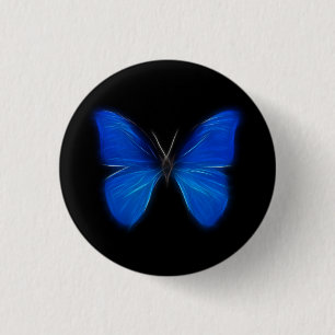Blauwe vlinder vliegend insect ronde button 3,2 cm
