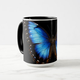 Blauwe Vlinder Zwarte Koffiemok Mok