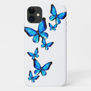 Blauwe vlinderaqua-waterverf iPhone 11 hoesje