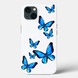 Blauwe vlinderaqua waterverf illustratie speck iPhone 13 hoesje