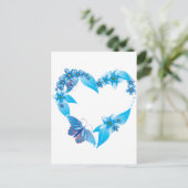 Blauwe vlinderbloemigen briefkaart (Staand voorkant)