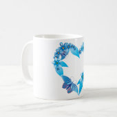 Blauwe vlinderbloemigen koffiemok (Voorkant links)