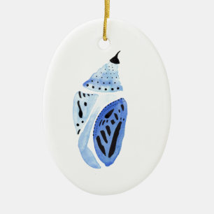 Blauwe vlindercoop keramisch ornament