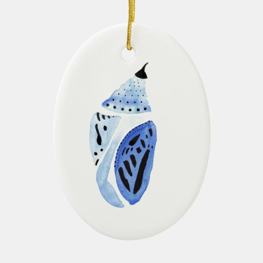 Blauwe vlindercoop keramisch ornament (Voorkant)