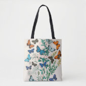  blauwe vlinderillustratie Canvas tas (Voorkant)