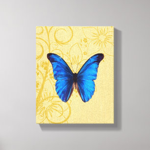  blauwe vlinderkunst canvas afdruk