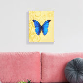 blauwe vlinderkunst canvas afdruk (Insitu (Woonkamer))
