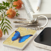 blauwe vlinderkunst sleutelhanger (Voorkant Rechts)