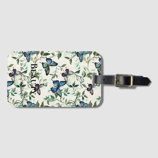 Blauwe Vlinders Beauty Quote Bagagelabel (Voorkant (horizontaal))