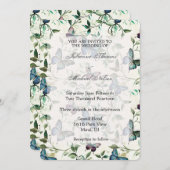 Blauwe Vlinders bruiloft Kaart (Voorkant / Achterkant)