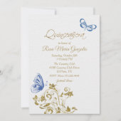 Blauwe Vlinders Chic Quinceanera Kaart (Voorkant)