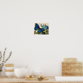 blauwe vlinders en ontkoppeling van Rozen Poster (Keuken)