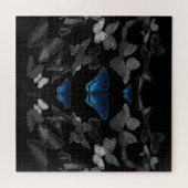 Blauwe vlinders en zwarte en witte vlinders legpuzzel (Horizontaal)