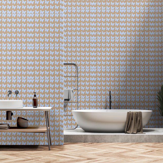 Blauwe vlinders herhalen behang (Badkamer)
