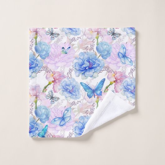 Blauwe vlinders in de tuin bad handdoek (Wasdoekje)