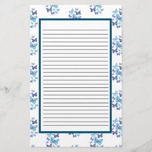 Blauwe Vlinders In Stippen Briefpapier