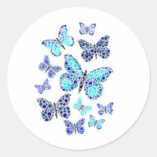 Blauwe Vlinders In Stippen Ronde Sticker