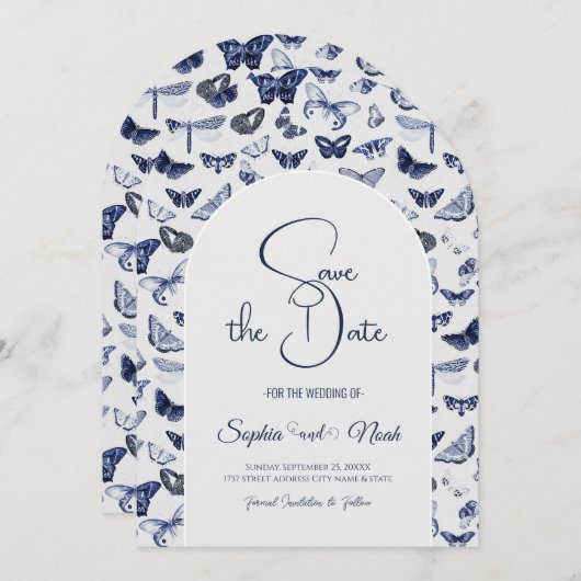 blauwe vlinders kaart (Voorkant / Achterkant)