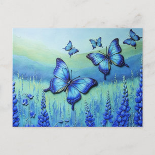 Blauwe Vlinders met Blauwe Bloemen, Feestdagenkaart