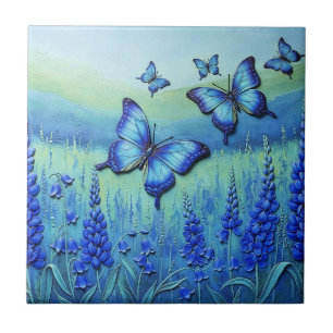 Blauwe Vlinders met Blauwe Bloemen, Tegeltje
