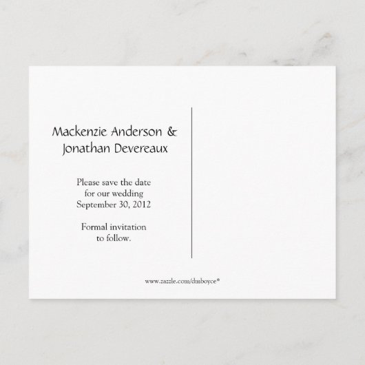 Blauwe vlinders Paarse wervelingen Bewaar de datum Aankondigingskaart (Achterkant)