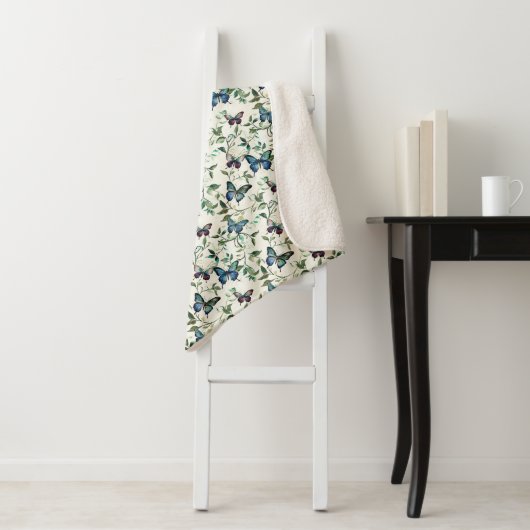 blauwe vlinders sherpa deken (In situ)