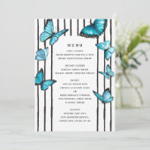 Blauwe vlinders. Zwart witte strepen Menu (Staand voorkant)