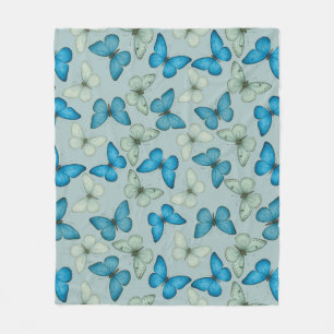 Blauwe Vlindertuin Naadloos patroon Fleece Deken