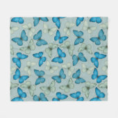Blauwe Vlindertuin Naadloos patroon Fleece Deken (Voorkant (Horizontaal))