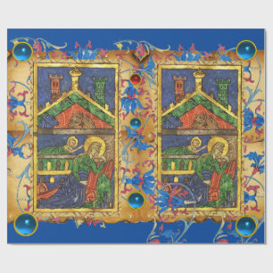 BLAUWE VLOEISTOFFICIËNTCHRISTMAS PARCHCHCHES EN PA CADEAUPAPIER