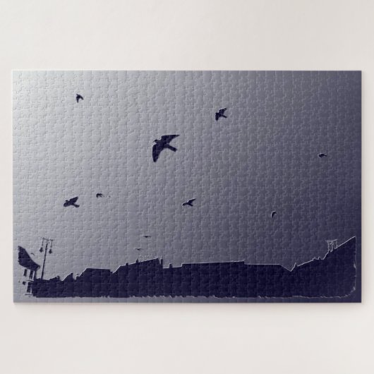 Blauwe vlucht legpuzzel (Horizontaal)