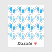 Blauwe Voetafdruk Jongensgeboorte Aankondiging Nie Sticker (Vel)