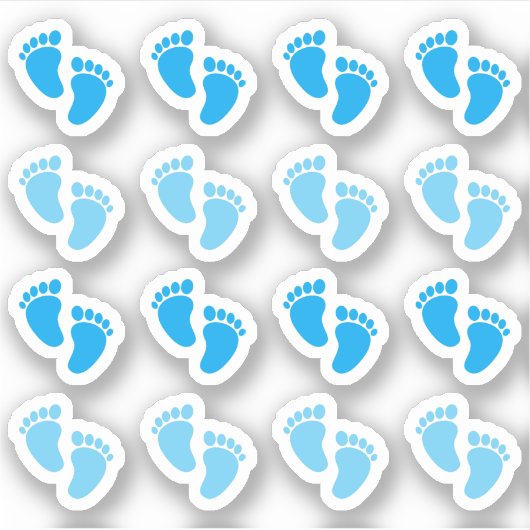Blauwe Voetafdruk Jongensgeboorte Aankondiging Nie Sticker (Voorkant)