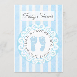 Blauwe voetafdrukken Baby shower uitnodiging